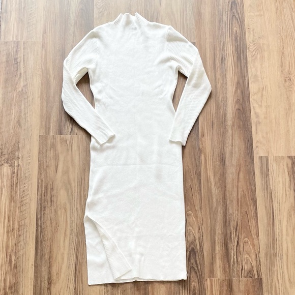 Women's Long Sleeve Ribbed Sweater Dress Turtleneck
Slim Fit Slit Midi - Picture 6 of 9